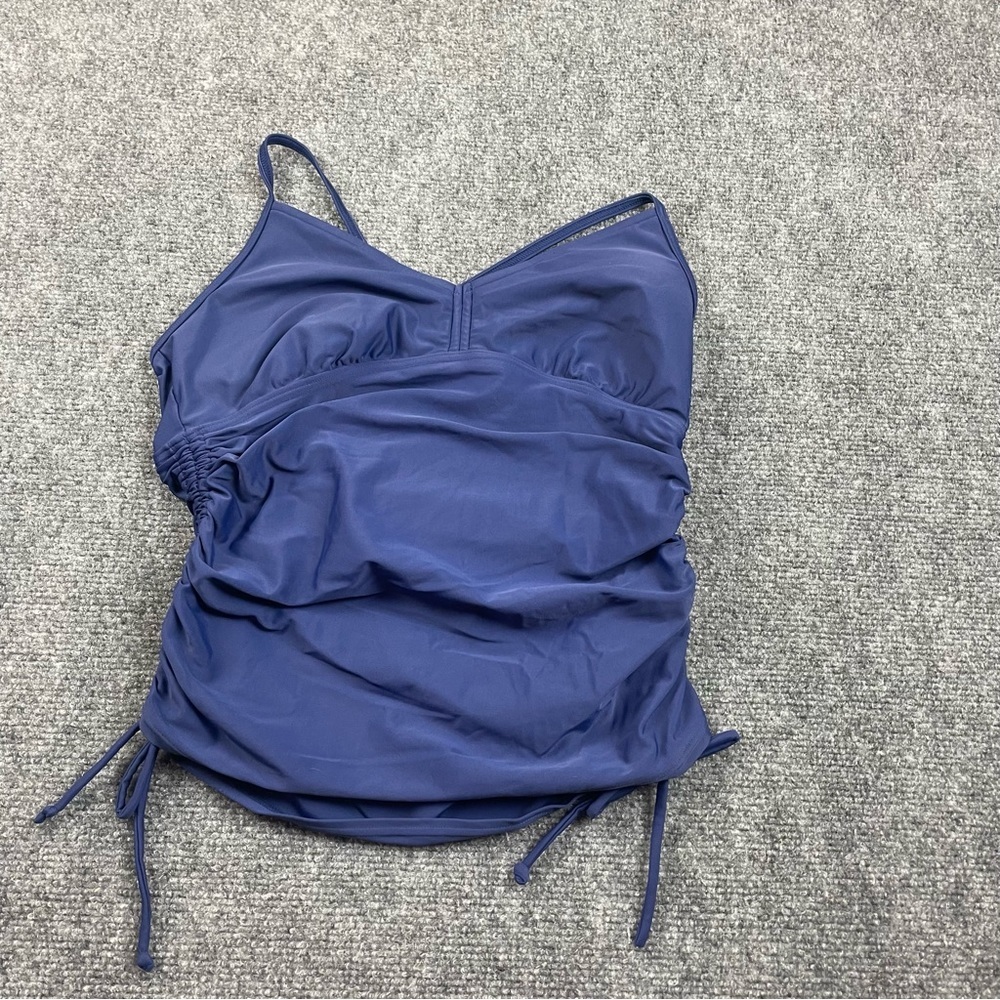 Prana Navy Blue Ruched Tankini Top